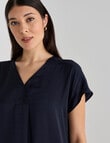 Oliver Black Cap Sleeve Satin Top, Navy product photo