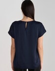 Oliver Black Cap Sleeve Satin Top, Navy product photo View 02 S