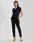 Oliver Black Cap Sleeve Satin Top, Navy product photo View 03 S