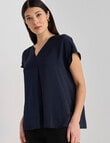 Oliver Black Cap Sleeve Satin Top, Navy product photo View 05 S