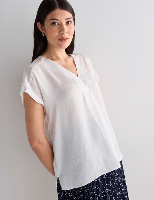 Oliver Black Cap Sleeve Satin Top, Ivory product photo