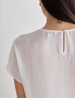 Oliver Black Cap Sleeve Satin Top, Ivory product photo View 05 S