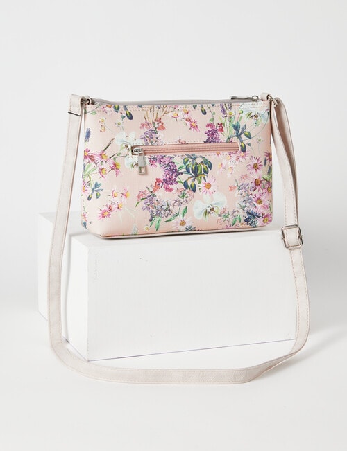 Pronta Moda Floral Rivet Crossbody Bag, Pink Print product photo View 02 L