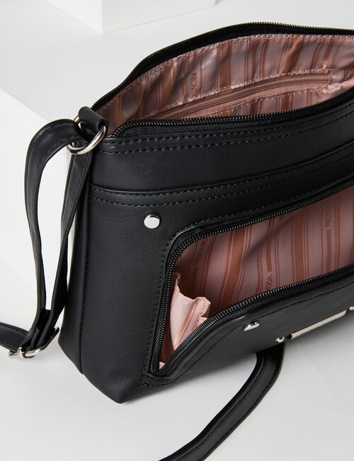 Pronta Moda Rivet Crossbody Bag, Black product photo View 05 L