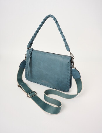 Pronta Moda Braided Handle Nora Bag, Dusty Blue product photo