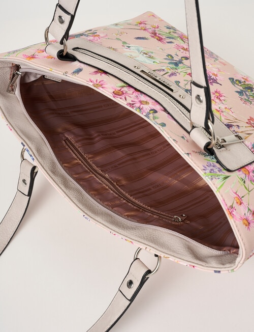 Pronta Moda Floral Tote Bag, Pink Print product photo View 06 L