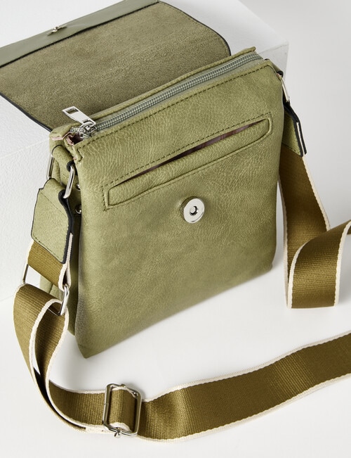 Pronta Moda Astrid Flap Crossbody Bag, Tea Green product photo View 05 L