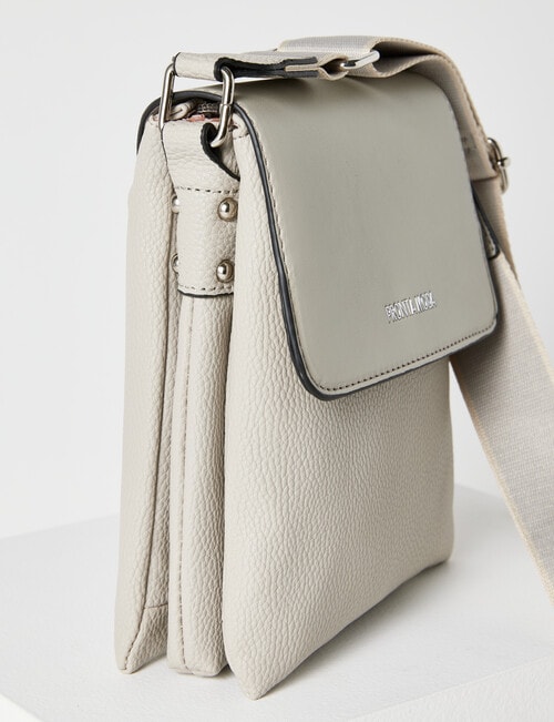 Pronta Moda Astrid Flap Crossbody Bag, Grey product photo View 04 L