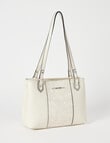 Pronta Moda Lace Embossed Tote Bag, Cream product photo