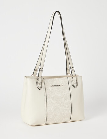 Pronta Moda Lace Embossed Tote Bag, Cream product photo