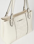 Pronta Moda Lace Embossed Tote Bag, Cream product photo View 03 S