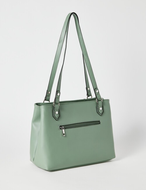 Pronta Moda Lace Embossed Tote Bag, Tea Green product photo View 02 L