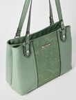 Pronta Moda Lace Embossed Tote Bag, Tea Green product photo View 03 S