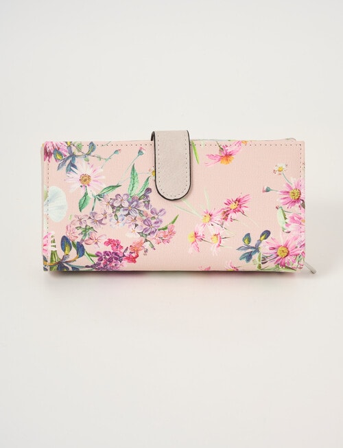 Pronta Moda Floral Print Large Wallet, Pink Print product photo View 02 L