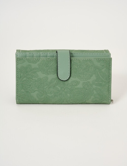 Pronta Moda Lace Embossed Large Wallet, Tea Green product photo View 02 L