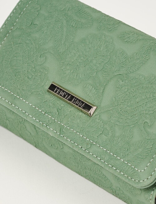 Pronta Moda Lace Embossed Large Wallet, Tea Green product photo View 04 L