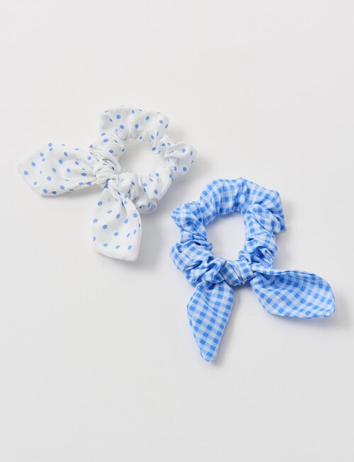 Switch Spot and Gingham Scrunchie, 2-Pack, Blue product photo