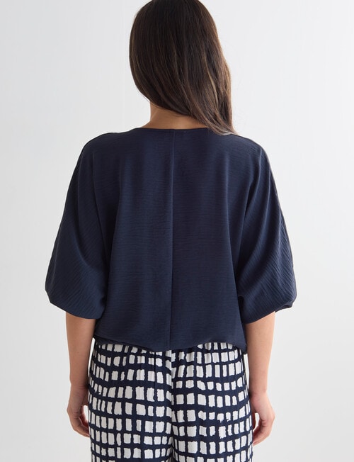 Whistle 3/4 V-Neck Tie Hem Top, Navy product photo View 02 L