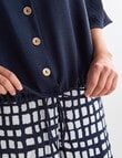 Whistle 3/4 V-Neck Tie Hem Top, Navy product photo View 05 S