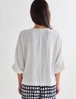 Whistle 3/4 V-Neck Tie Hem Top, Ivory product photo View 02 S