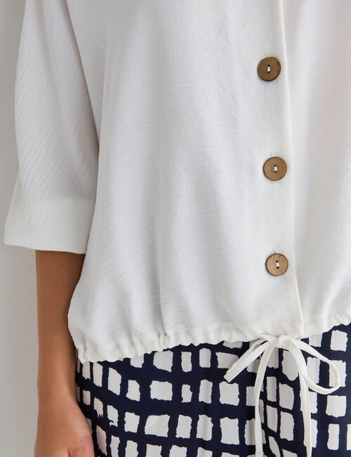 Whistle 3/4 V-Neck Tie Hem Top, Ivory product photo View 04 L