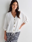 Whistle 3/4 V-Neck Tie Hem Top, Ivory product photo View 05 S