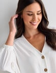 Whistle 3/4 V-Neck Tie Hem Top, Ivory product photo View 06 S