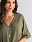 Whistle 3/4 V-Neck Tie Hem Top, Olive product photo View 04 S