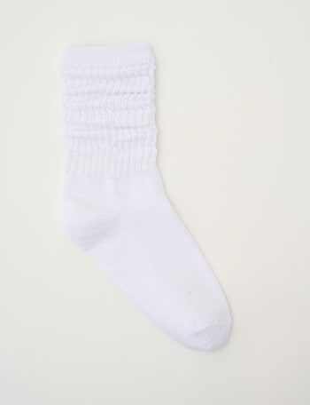 Simon De Winter Girls Slouch Sock, White, 8-16 product photo
