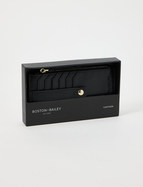 Boston + Bailey Leather Card Holder Large Wallet, Black product photo View 02 L