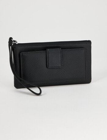 Boston + Bailey Leather Wristlet Pouch Wallet, Black product photo