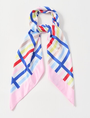 Boston + Bailey Square Satin Checker Print Scarf, White product photo