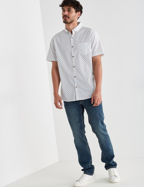 Gasoline Ditsy Core Short Sleeve Shirt, White product photo View 03 L