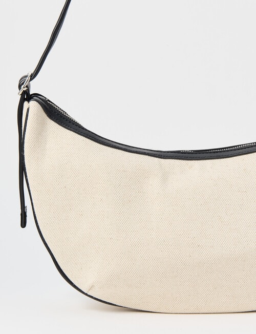 Whistle Accessories Crescent Canvas Crossbody Bag, Ecru & Black product photo View 02 L