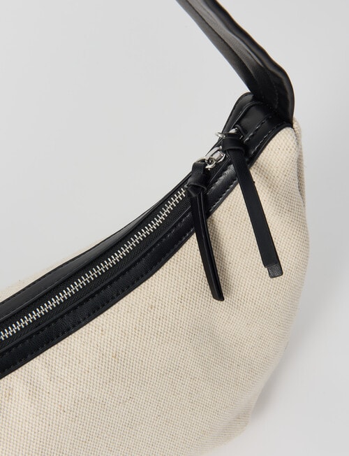 Whistle Accessories Crescent Canvas Crossbody Bag, Ecru & Black product photo View 03 L