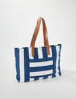 Zest Resort Nautical Stripe Print Beach Bag & Pouch, Navy & White product photo