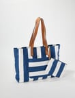 Zest Resort Nautical Stripe Print Beach Bag & Pouch, Navy & White product photo View 02 S