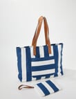 Zest Resort Nautical Stripe Print Beach Bag & Pouch, Navy & White product photo View 03 S