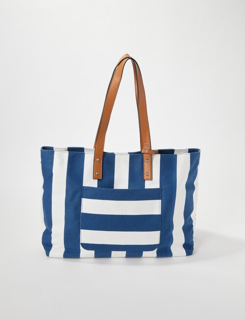 Zest Resort Nautical Stripe Print Beach Bag & Pouch, Navy & White product photo View 04 L