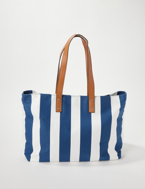 Zest Resort Nautical Stripe Print Beach Bag & Pouch, Navy & White product photo View 05 L