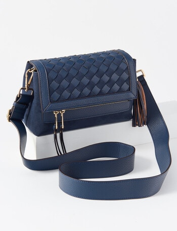 Whistle Accessories Woven Detail Crossbody Bag, Navy product photo