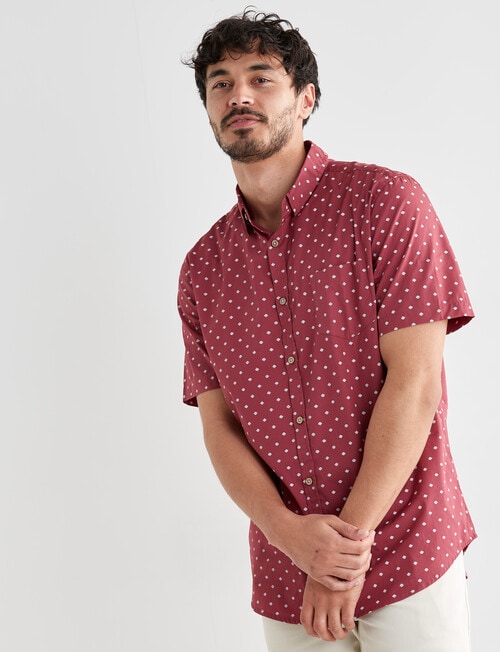 Gasoline Double Dots Short Sleeve Shirt, Burgundy product photo