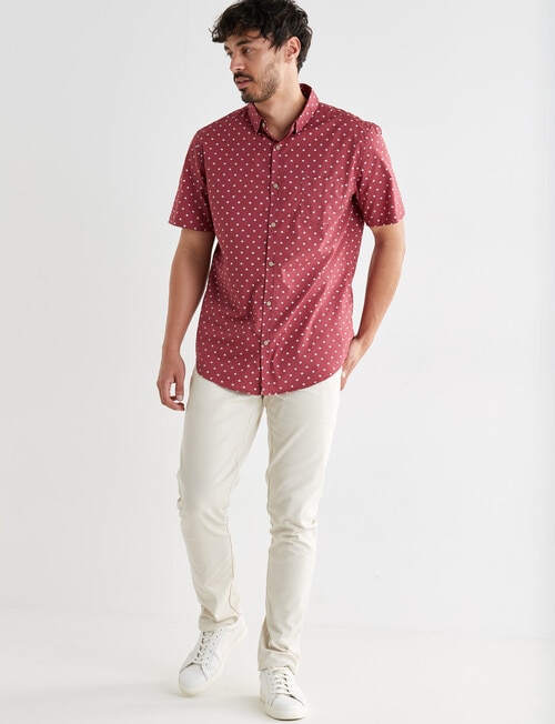 Gasoline Double Dots Short Sleeve Shirt, Burgundy product photo View 03 L