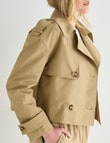 Whistle Long Sleeve Cropped Trench Coat, Camel product photo View 04 S