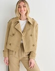 Whistle Long Sleeve Cropped Trench Coat, Camel product photo View 08 S