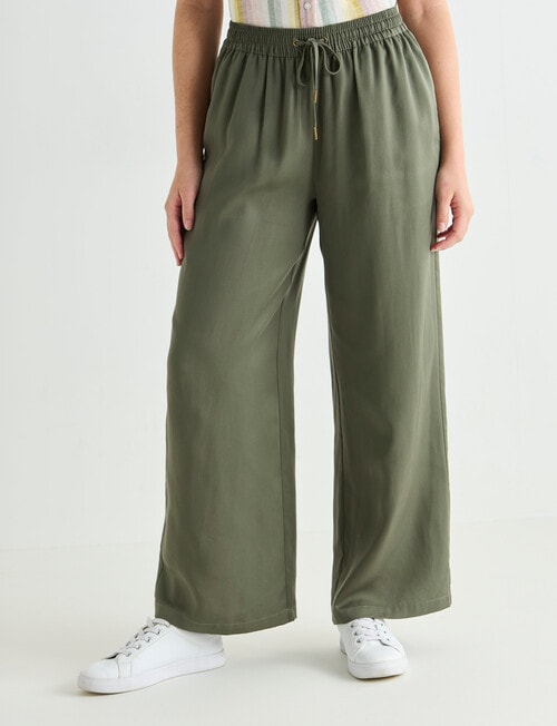 Zest Lyocell Twill Wide Leg Pant, Khaki product photo