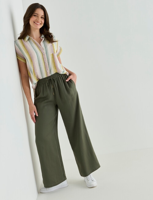 Zest Lyocell Twill Wide Leg Pant, Khaki product photo View 03 L