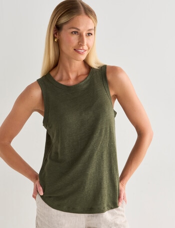 Zest Essential Linen Tank Top, Khaki product photo