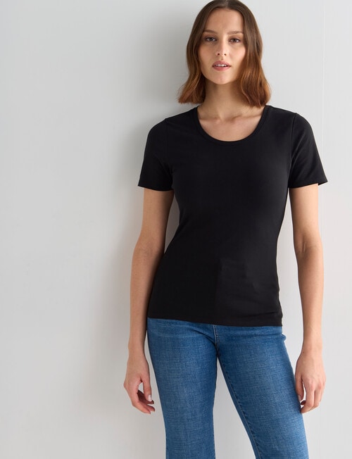 Bodycode Scoop Neck Short Sleeve Tee, Black product photo View 05 L