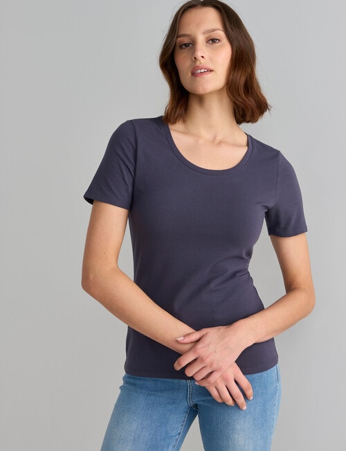 Bodycode Scoop Neck Short Sleeve Tee, Pewter product photo View 05 L